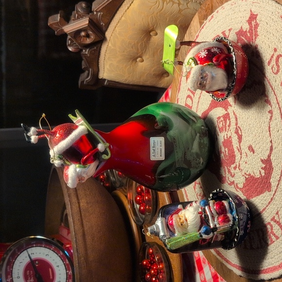 Vintage Murano Hand Blown Glass Vase+ Bowl's&"3"Santa Ornaments - Picture 13 of 13